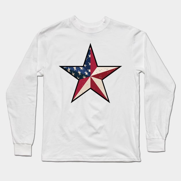 American Patriot Barn Star Long Sleeve T-Shirt by hobrath